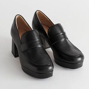 & Other Stories Block Heel Leather Loafers 6